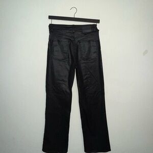 Black leather Straight-Leg Jeans